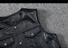 Biker Leather Vest Men Slim Fit Motorcycle Vest