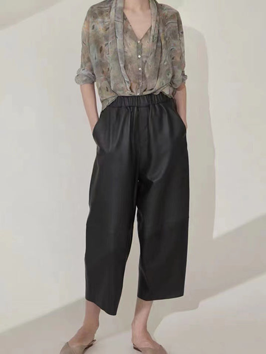Women’s Leather Waisted Bermuda Trousers