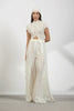 Ivory floral lace straight leg pants set 1 S