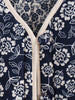 Women Floral Quilted Cotton Jacket Navy White