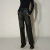 Women’s Genuine Leather Trousers High Waisted Wide Leg Pants