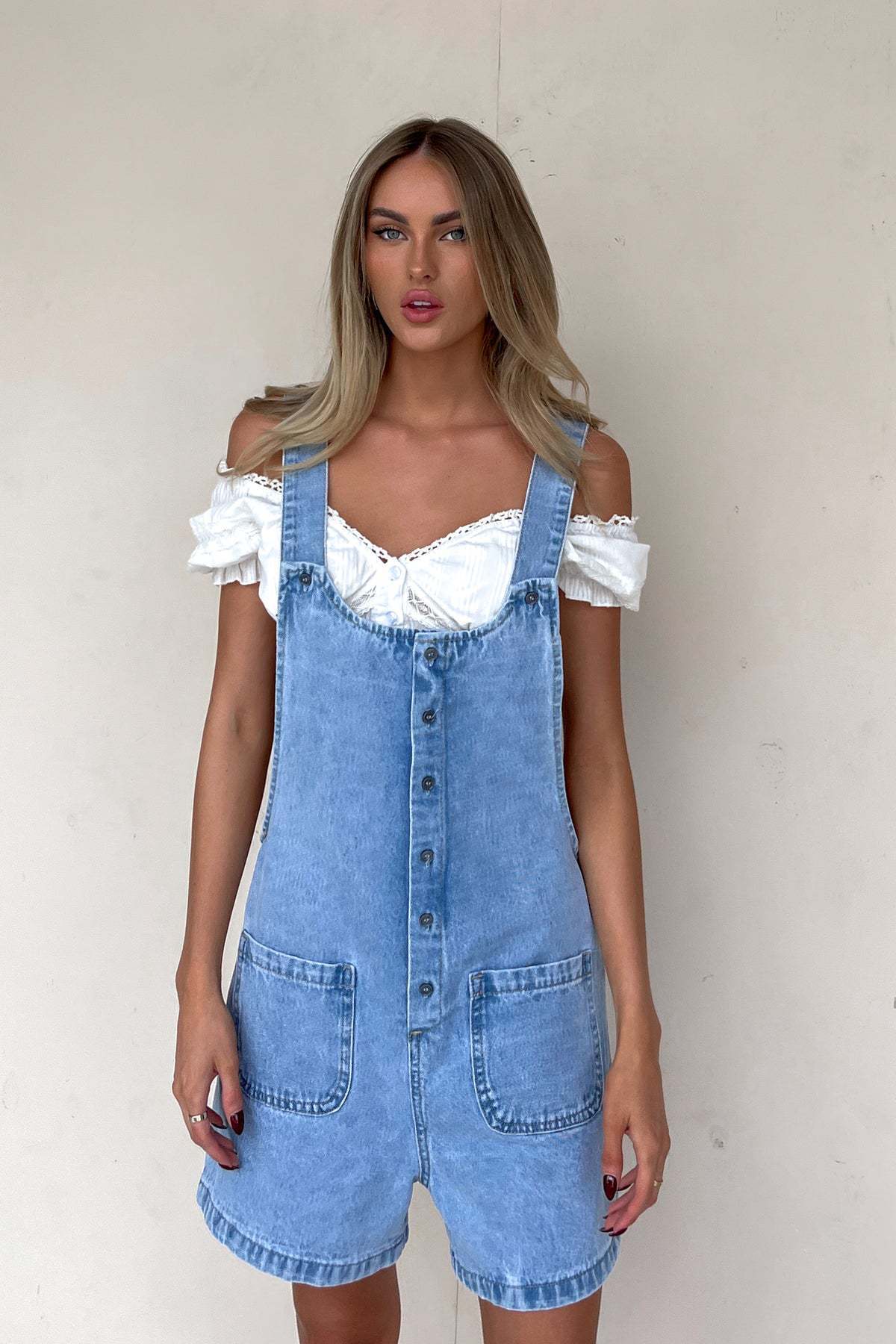 Dual Pocket Denim Overall Casual Summer Denim Onesie