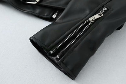Women’s Slim Fit Motorcycle PU Leather Jacket
