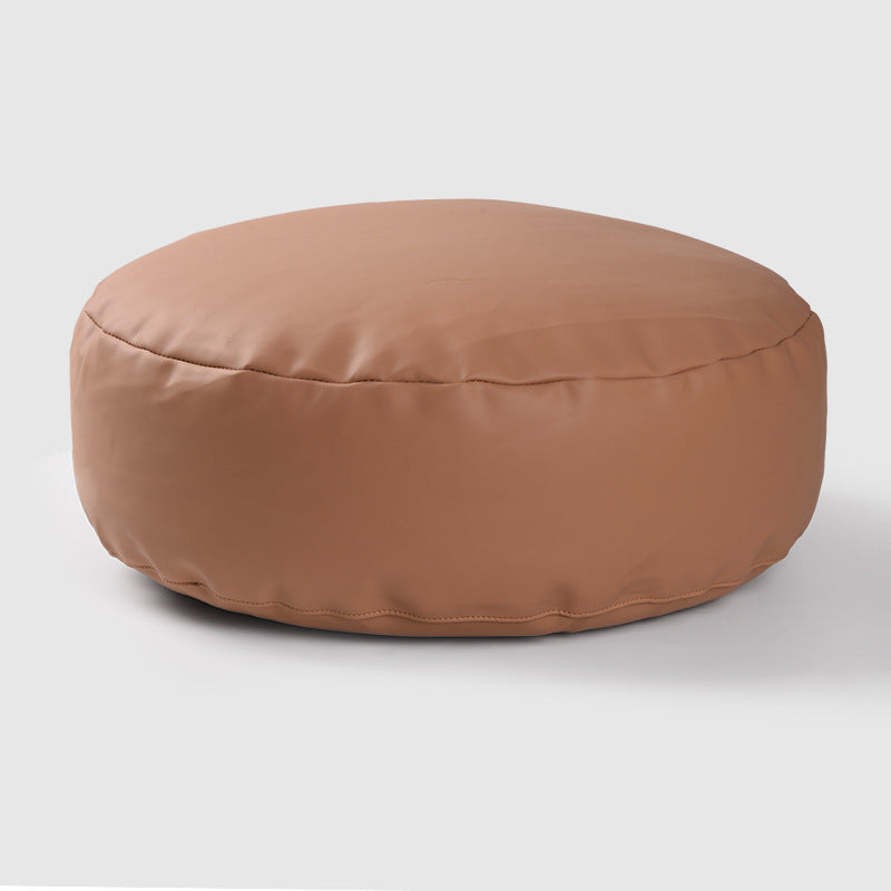 Faux Leather Pouf Ottoman Cover with Carry Handle