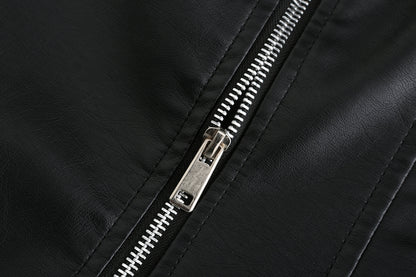 Women’s Faux Leather Motorcycle Jacket with Belt