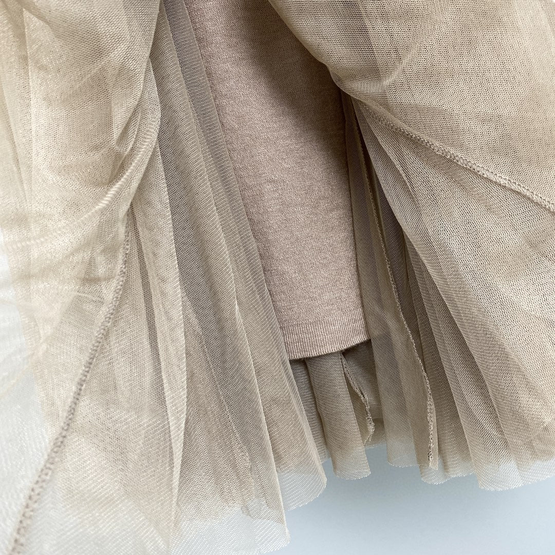 Women’s Cashmere Mesh Patchwork Long Midi Skirt