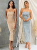 Women Slim Strapless Denim Midi Dress Bodycon
