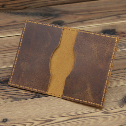 Men’s Crazy Horse Leather Card Holder Wallet in Cowhide