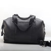 Black Leather Commuter Travel Duffle Bag