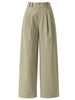 Women linen straight leg pants with cropped wide legs