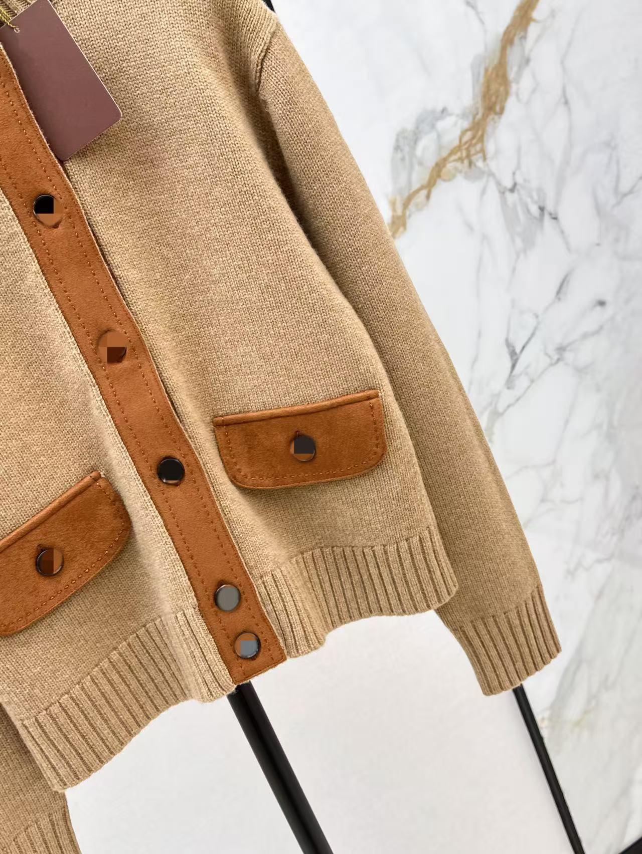 Women’s Cashmere Suede Patch Cardigan Jacket