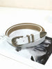Retro silver buckle cowhide women leather belt
