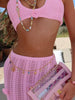 Pink Crochet Bikini & Floral Knit Beach Outfit