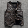 Distressed leather motorcycle riding vest for men big size