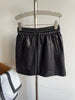 Genuine sheepskin leather mini skirt with drawstring 3 S