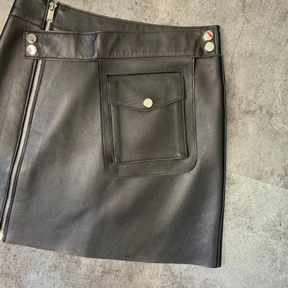Women’s Leather Mini Skirt High Waist A-line