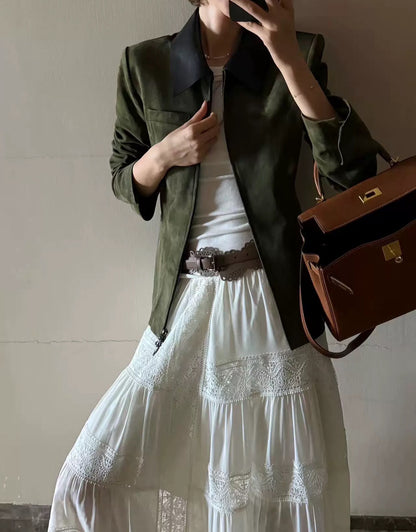 Genuine Goatskin Suede Leather Women's Jacket