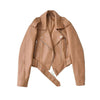 Women Retro Faux Leather Biker Jacket Cropped Moto Jacket with Belt