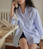 Women's Drop Shoulder Long Sleeve Striped Shirt