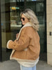 Retro camel shearling lapel winter coat women 1 S
