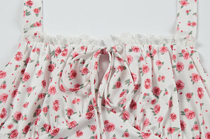 Ruched Side Slit Midi Maxi Dress Boho Summer Floral with Slit