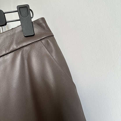 Womens genuine leather high waisted cropped pants