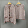 Women Cashmere Wool Cardigan and Knitted Vest Set