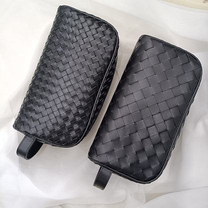 Men’s Genuine Woven Leather Toiletry Bag with Handle