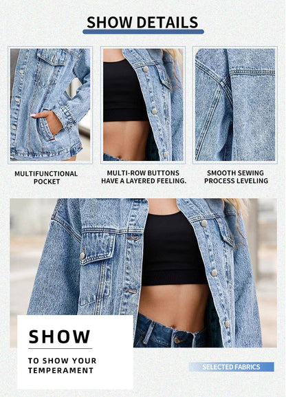 Women's Oversized Drop Shoulder Denim Coat