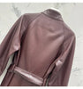 Women sheepskin leather trench coat long belt - Boho Living Room