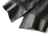 Women Genuine Leather Tube Top Black Bustier with Straps