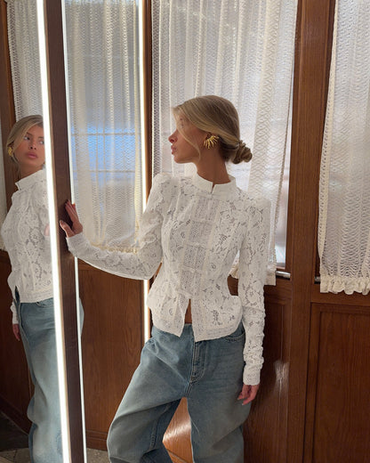 Summer Lace Crochet Slim Fit Blouse for Women