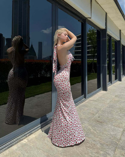 Ruched Side Slit Midi Maxi Dress Boho Summer Floral with Slit