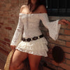Boho off shoulder lace western mini dress