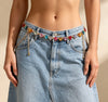 Women’s Multicolor Heart Chain Belt with Gold Tone Links