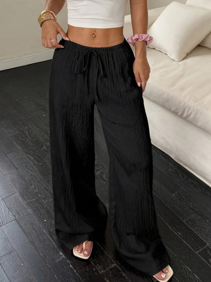 White Cotton Lounge High Waisted Pants for Women with Pockets