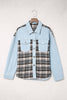 Plaid Patchwork Oversized Denim Shirt Jacket for Women