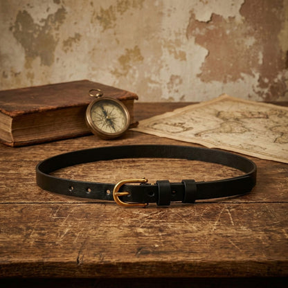 Men's Leather Belt Cowhide Pin Buckle Double Needle Style