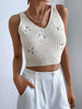 Women’s Knitted Cardigan and Crop Top Set with Embroidery