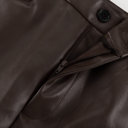 Imitation Leather Brown Skirt Tall