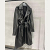 Women’s Genuine Leather Long Trench Jacket