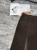 Brown Suede Midi Skirt Women Sheepskin Over-the-Knee Skirt