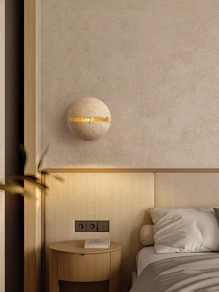 Wabi-Sabi Cave Stone Wall Lamp Nordic Yellow Light Fixture