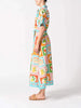 Printed linen maxi shirt collar summer dress