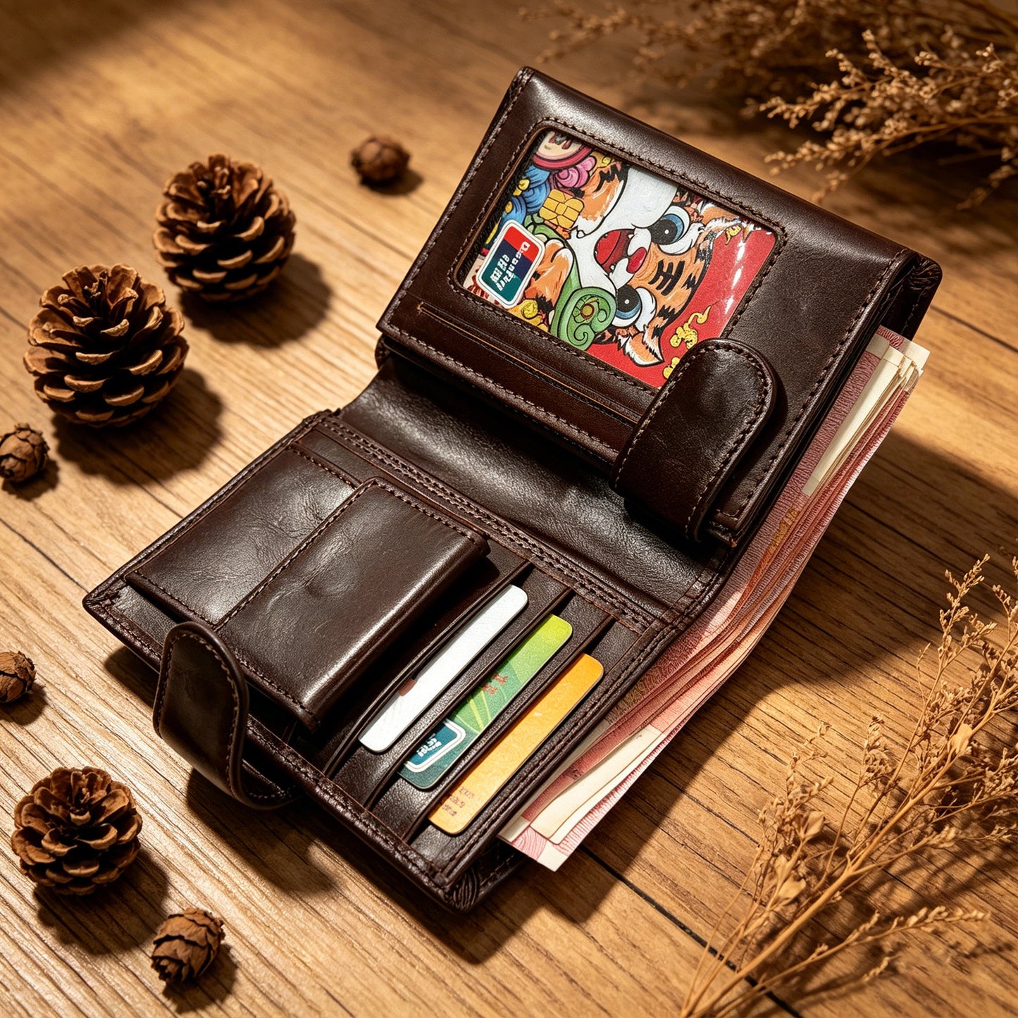 Men’s Genuine Leather Wallet with Coin Pocket and RFID Protection