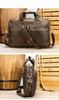 Genuine Leather Laptop Office Bag Briefcase with Trolley Sleeve