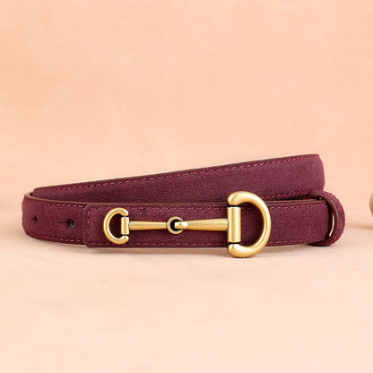 Women’s Suede Leather Horsebit Belt in Cowhide