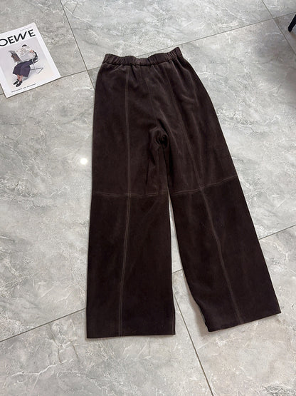 Women’s Suede Pants Wide-Leg Trousers