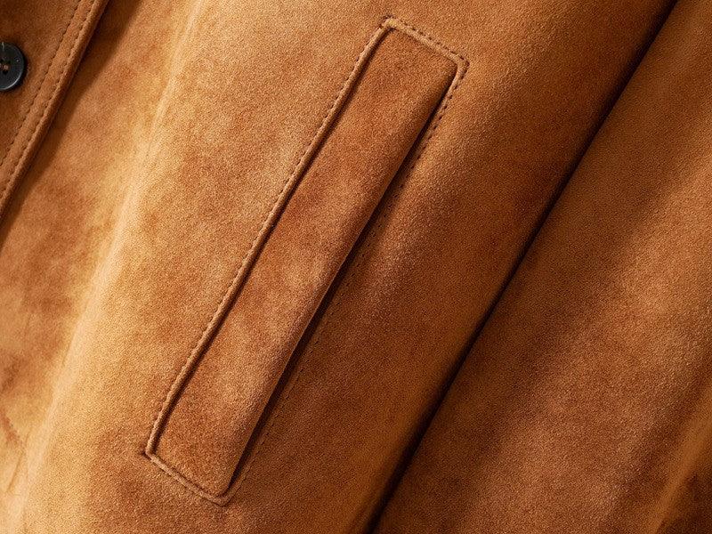 Women’s Sheepskin Suede Brown Button Jacket