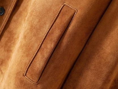 Women’s Sheepskin Suede Brown Button Jacket